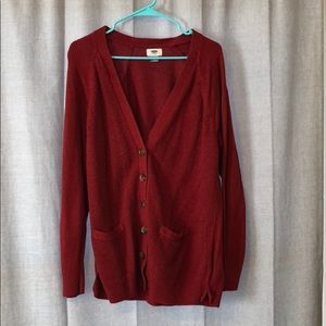 Red cardigan